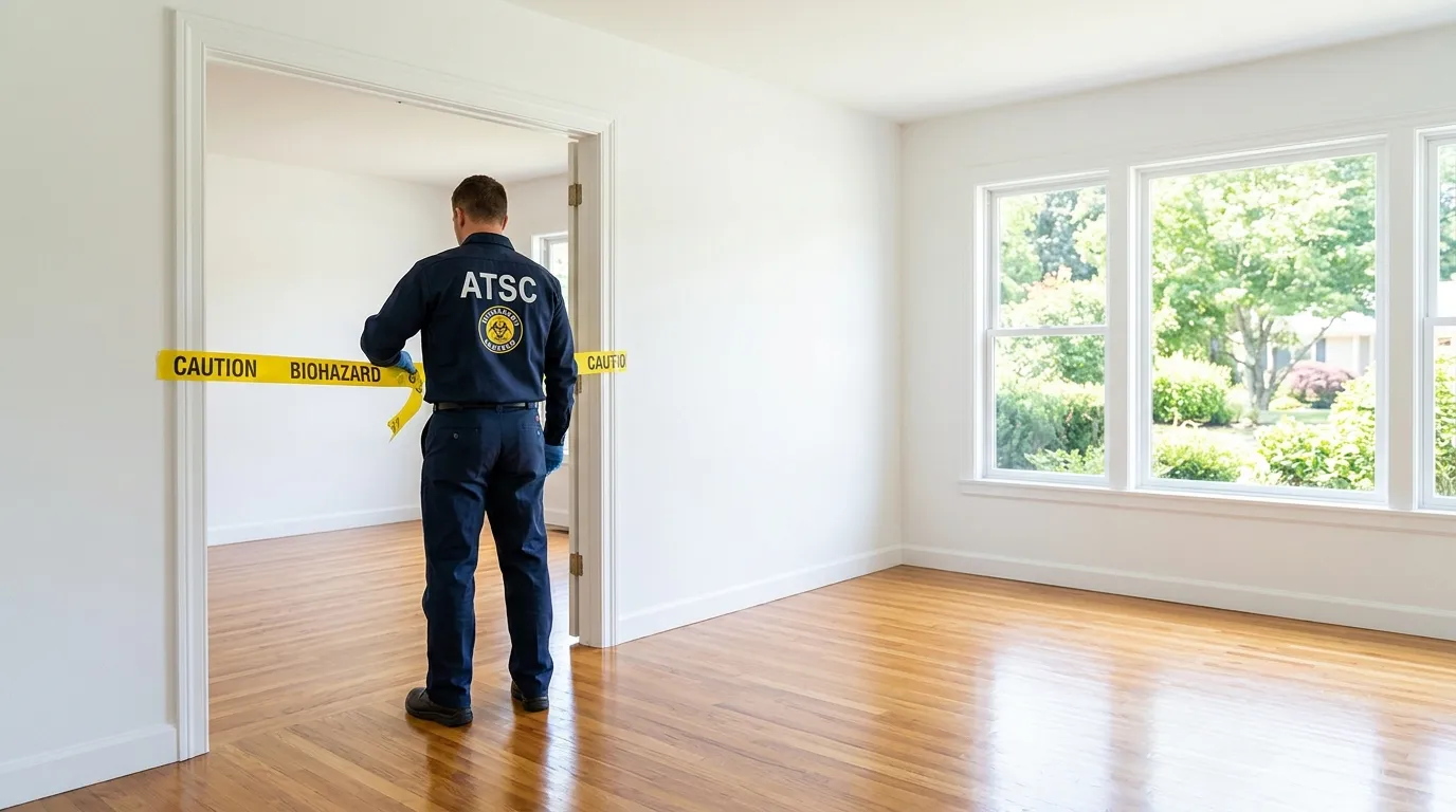 Certified biohazard cleanup crew performing Decomposition Cleanup in Upper Montclair